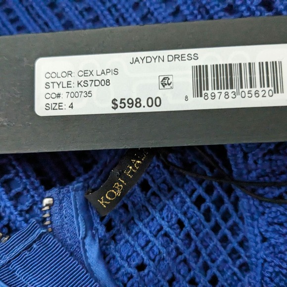 NWT Kobi Halperin Sz 4 JAYDN Royal Blue Knit Crochet Dress - Picture 7 of 7